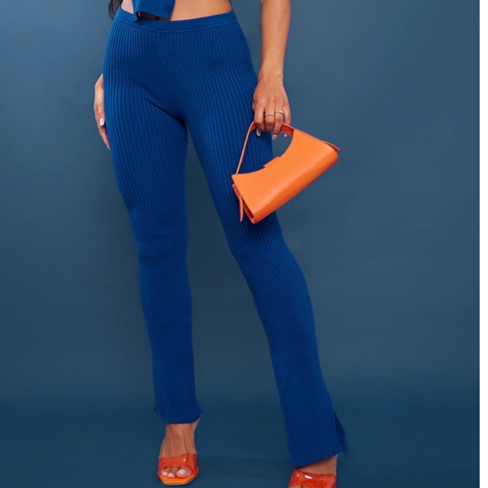 NWT Ribbed Knit Blue Pants